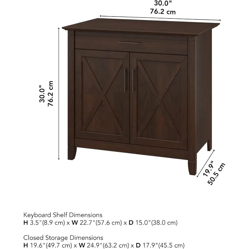 Key West Secretary Desk Accent Cabinet with Work Surface in Pure White Oak 30W x 20D Hidden Writing Table and Storage