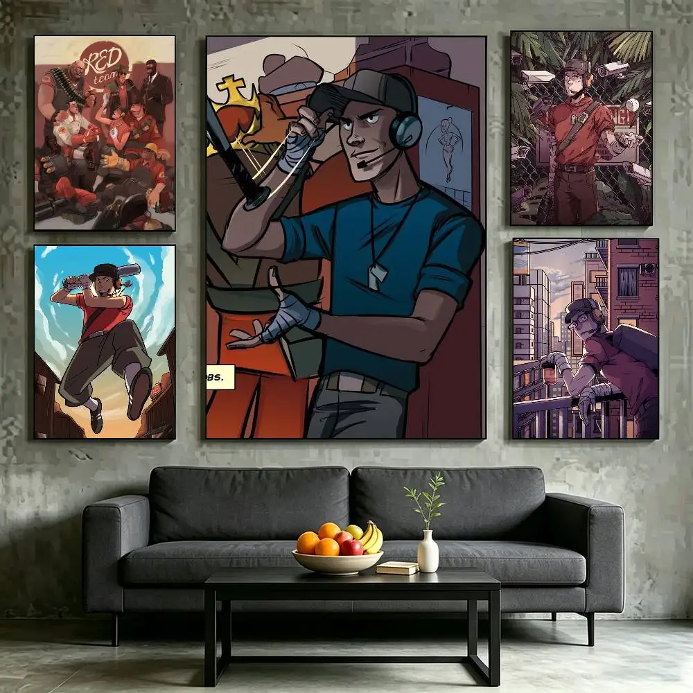 Scout Medic Team Fortress TF2 Poster High Quality Dorm Living Room Aesthetic Wall Decoration Painting Stickers Gift