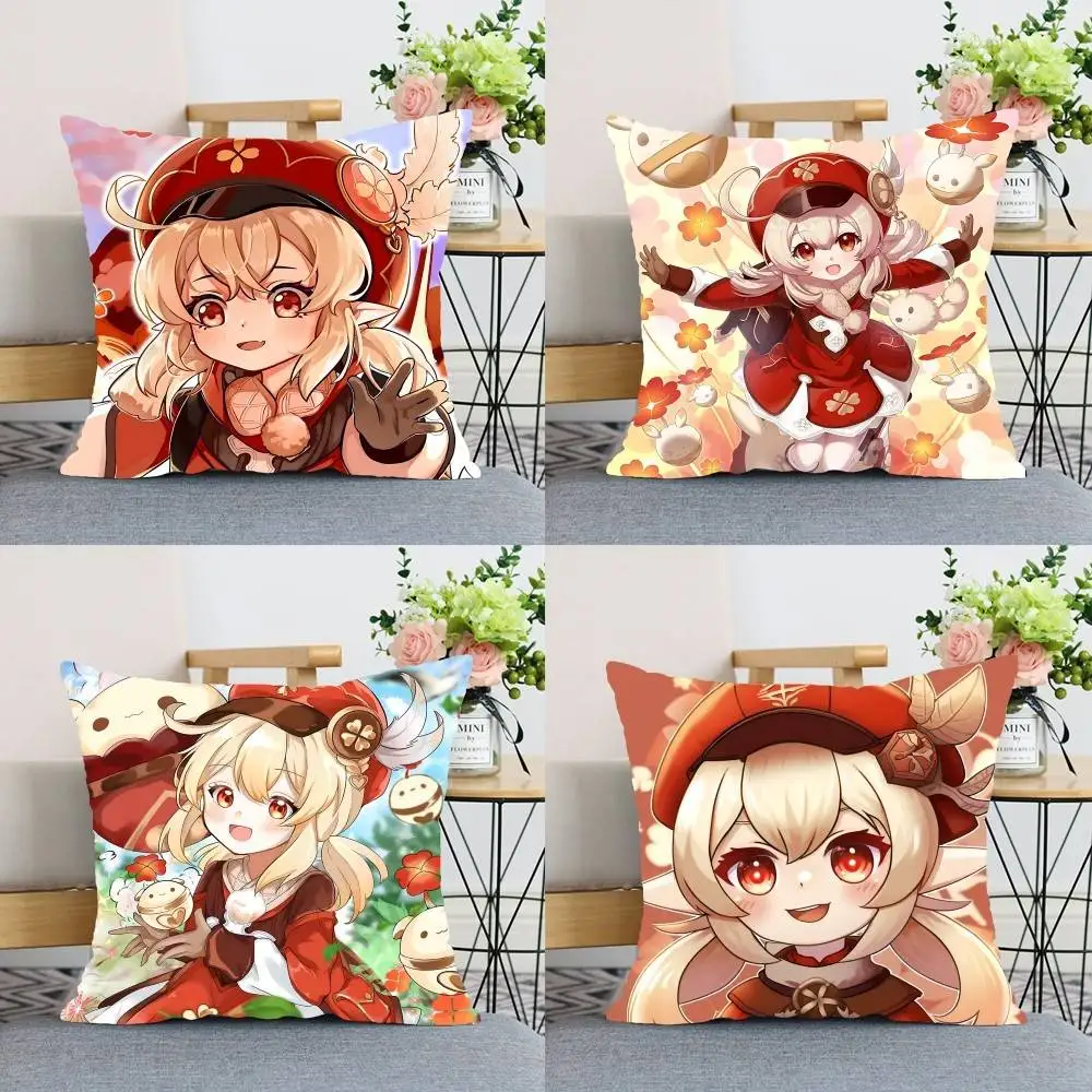 

G-Genshin Klee Pillow Case Soft Decorative Pillow Covers Sofa Cushions For Living Room Cozy Ornamental Throw Pillows