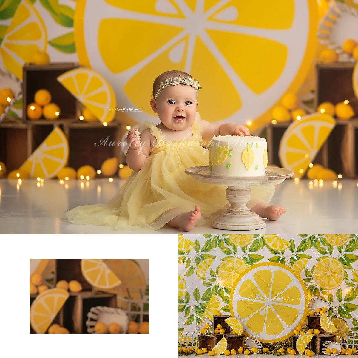 Lemon Juice Backgrounds Cake Smash Kids Adult Photography Props Child Baby Decors Lemon Flavored Summer Photo Backdrops