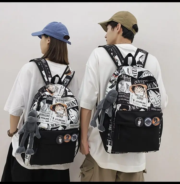Neuer One Piece Monkey D. Luffy Sekundär-Yuan-Persönlichkeit Cartoon-Graffiti-Rucksack Anime-Peripherie Kreative Schultertasche für Studenten – Detail 6