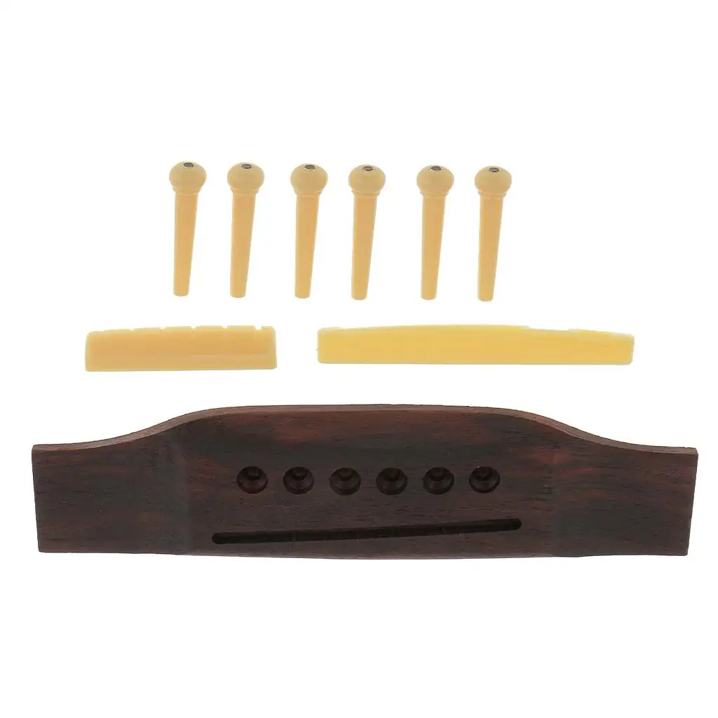 

Rosewood Guitar Bridge Pin Saddle Nut Set for 6 String Acoustic Guitar Durable Replacement Accessories