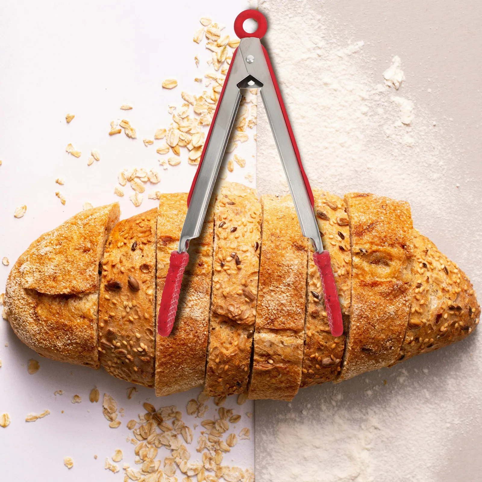 

1Pcs Stainless Steel Food Tong with Christmas Gloves Design Multipurpose Bread Clip Kitchen Serving Tongs Barbecue Tool