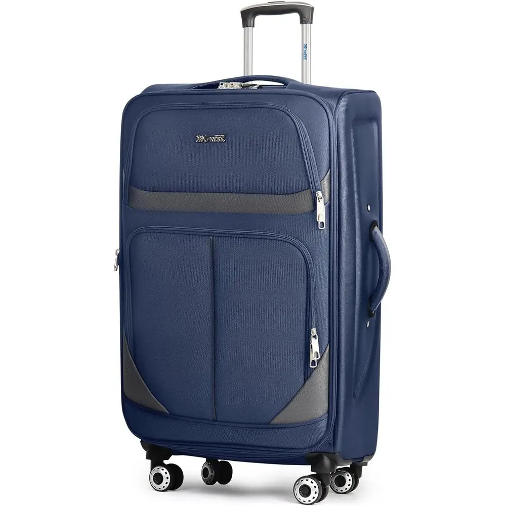 

Expandable 32 Lightweight Spinner Suitcase with Lock, Suitable for Men & Women (Navy-Grey)