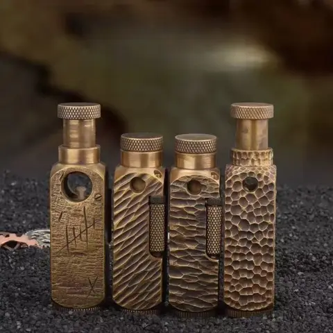 수제 황동 조각 트렌치 라이터 플라미도르 헤비 빈티지 라이터 남성 흡연 선물 컬렉션