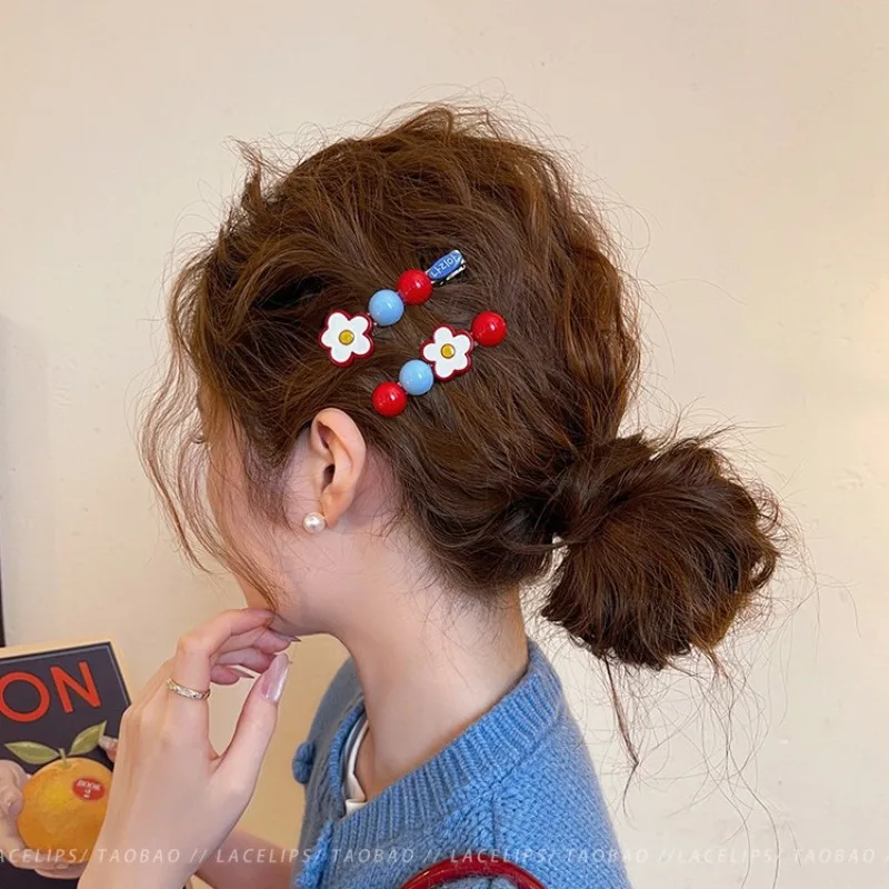 Ice Sugar Hawthorn Flower Hair Clip Women Sweet Forehead Bangs Side Clip Fashion Versatile Bangs Clip Korean Styling Accessories
