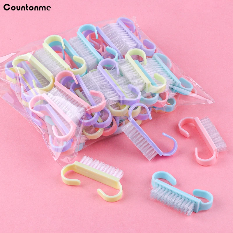 50Pcs/Pack Plastic Nail Brush Tools Colorful Cleaner Brushes Small Powder Soft Remover Nail Art Manicure Pedicure Salon Tools