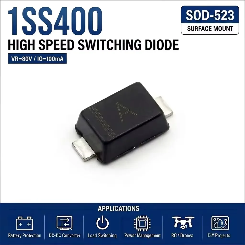 (100 pcs) 1SS400 SOD-523 (Marking A) - Switching Diode 80V 100mA 1.2V