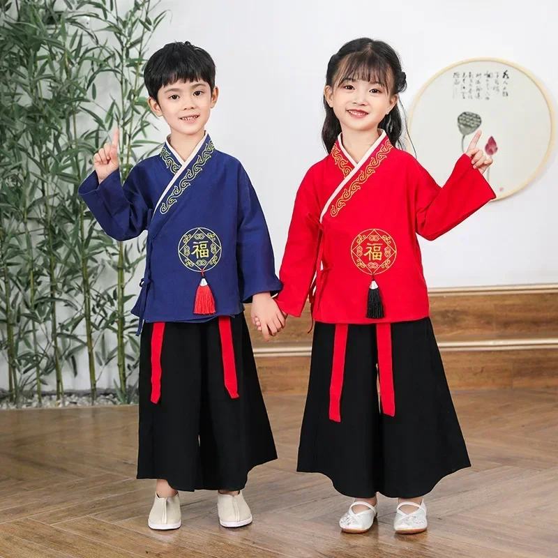 Kids Chinese Tradition Style Hanfu Boys Girls Ancient Costumes платье ханьфу Performance Tang Suit Children New Year Costumes