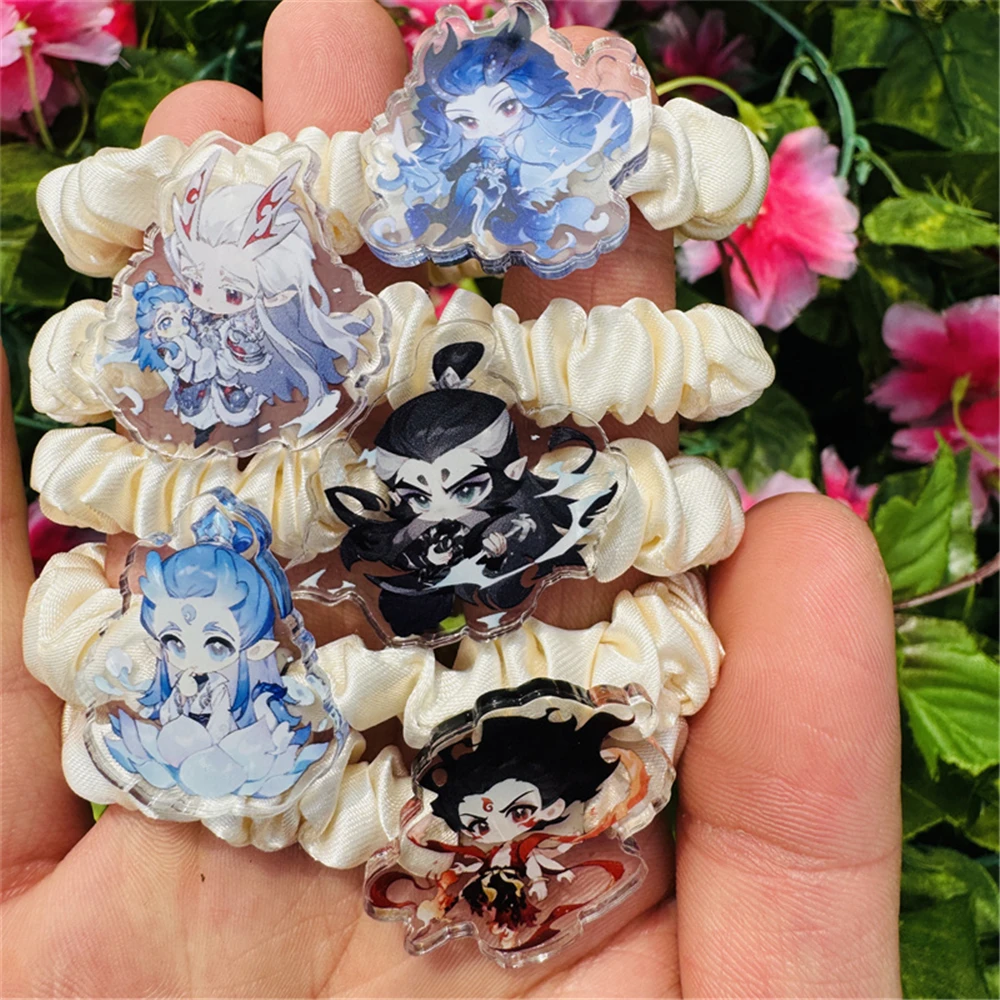 Chouchous en acrylique pour femmes, accessoires de Cosplay du film Anime Ne Zha, chouchous pour cheveux, queue de cheval solide, couvre-chef, bandes élastiques