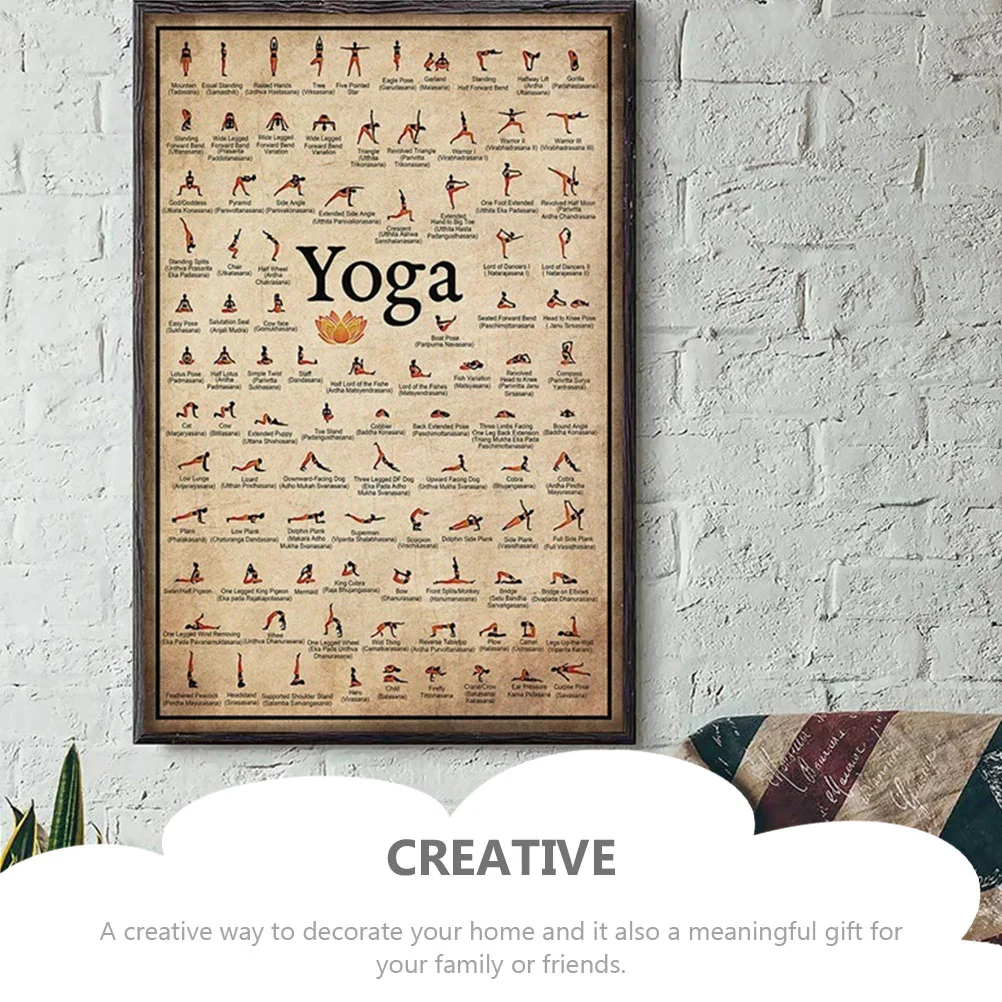 Плакат для йоги, Холщовый настенный винтажный декор, комнатный настенный плакат, сменный домашний винтажный декоративный