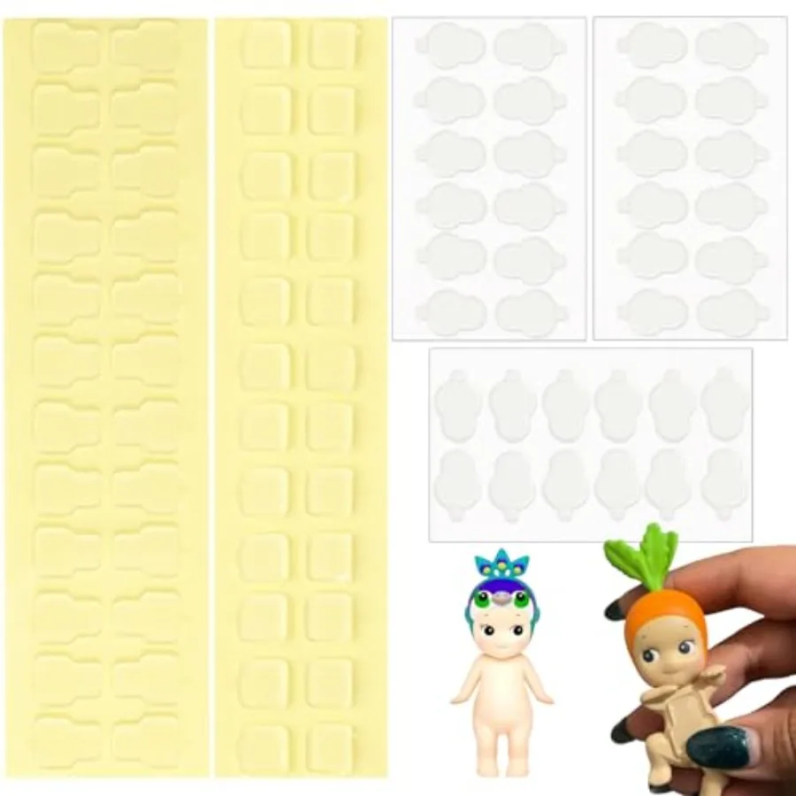84 Pcs Sticky Adhesive Tape for Sonny Angel Hipper 3 Shapes Double Sided Clear Glue Putty Pads Stickers Fit for Sonny Baby Doll