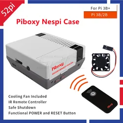 52Pi Piboxy NesPi Case with IR Remote Functional Power Reset Shutdown Button Control Cooling Fan for Raspberry Pi 3B+ / 3B