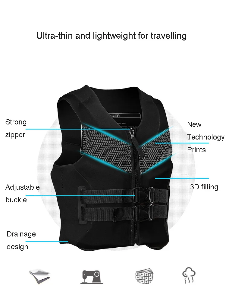 Top Quality Neoprene Fishing Life Jackets Adult Impact Life Vest Buoyancy PFD Fishing Swimming Vest Safety CE Approved