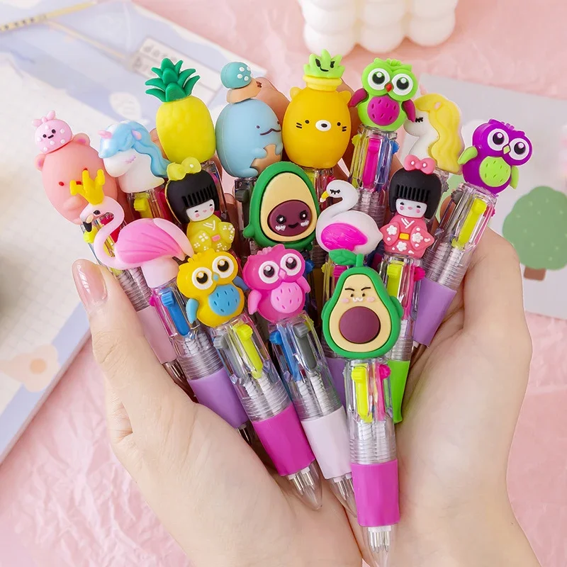 

1Pc Cute Unicorn 4 Color Chunky Ballpoint Pen Kawaii Cartoon Animal Rollerball Pens School Stationery Supplies Papelaria Escolar