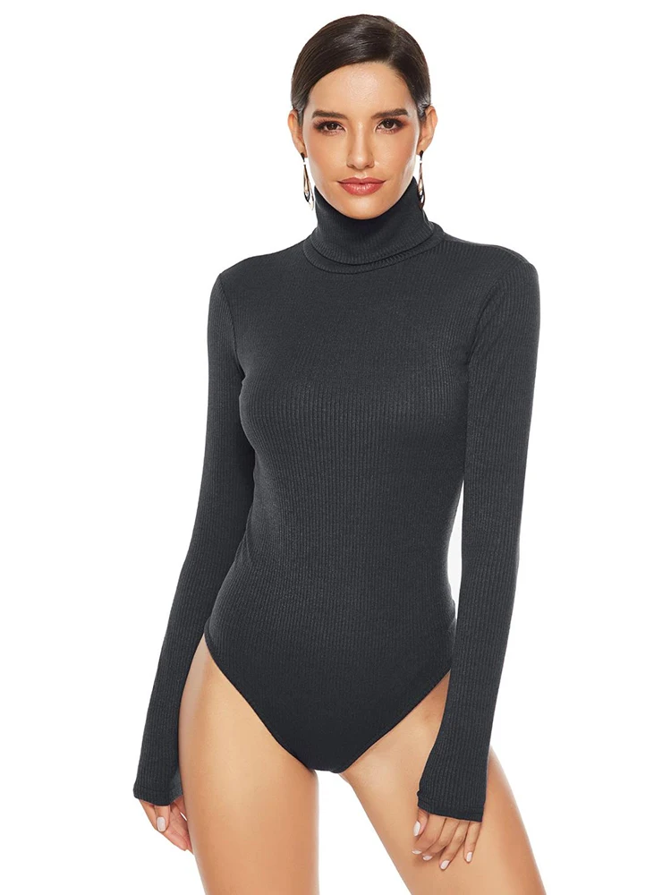 

Big Size 5XL Bodysuit Long Sleeve Turtleneck Casual Solid Warm Basic Woman Body Fall Winter High Neck Sheer Bodysuits Slim Tops