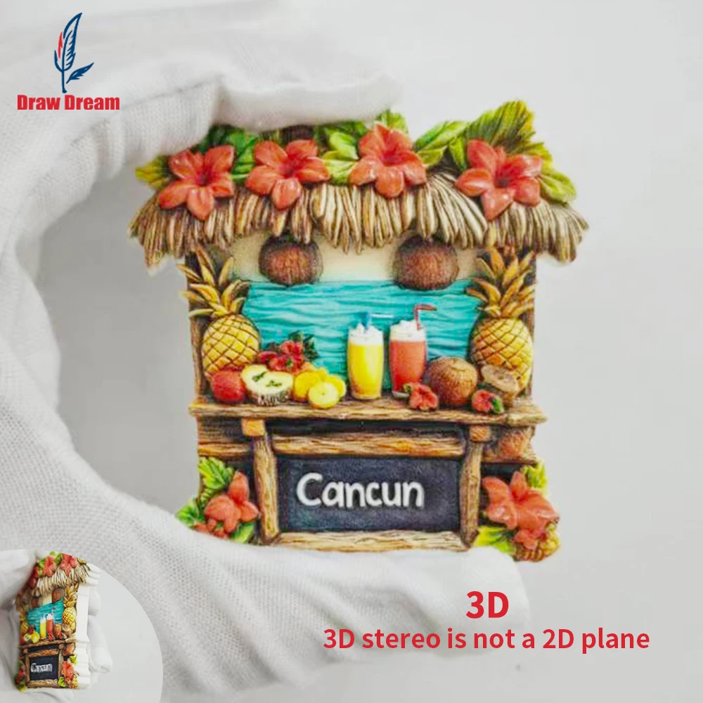 Imán para refrigerador con relieve 3D de Cancún, colección de recuerdos de viajes por el mundo, adecuado para decoración del hogar y la oficina, imán magnético exclusivo personalizado para refrigerador, decoración del
