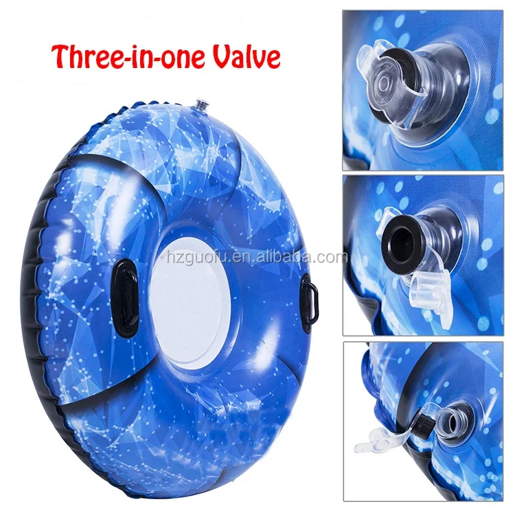 Heavy-duty PVC Hard Bottom 1 Rider Inflatable Round Snow Tube Sled Tubing for Adults and Children