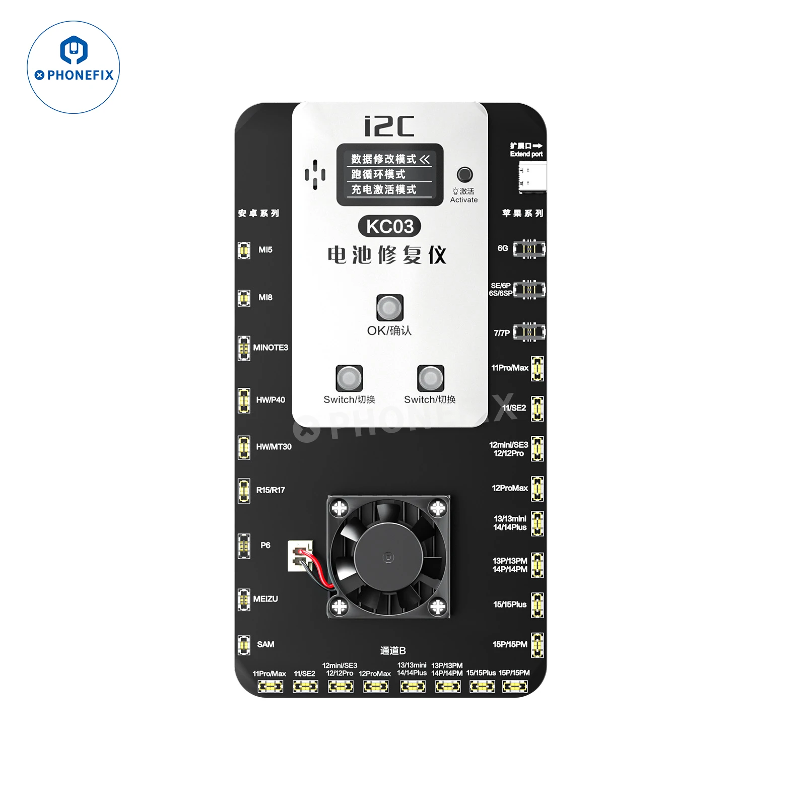 아이폰용 i2C KC03 KC02S 아이폰 6-15PM 듀얼 채널 러닝 사이클 배터리 고속 충전 원 클릭 활성화 효율성 수정 도구