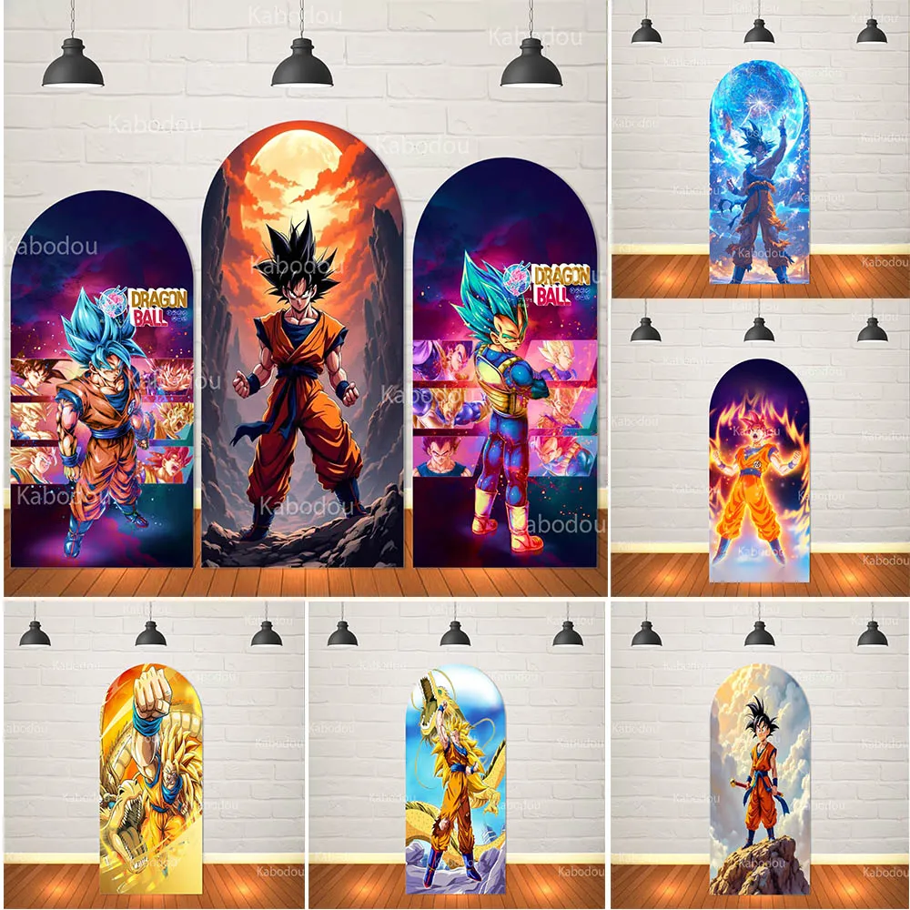 

Dragon Balls Goku Arch Cover Backdrop Boys Birthday Party Decoration Baby Shower Photobooth Photo Background Booth Props