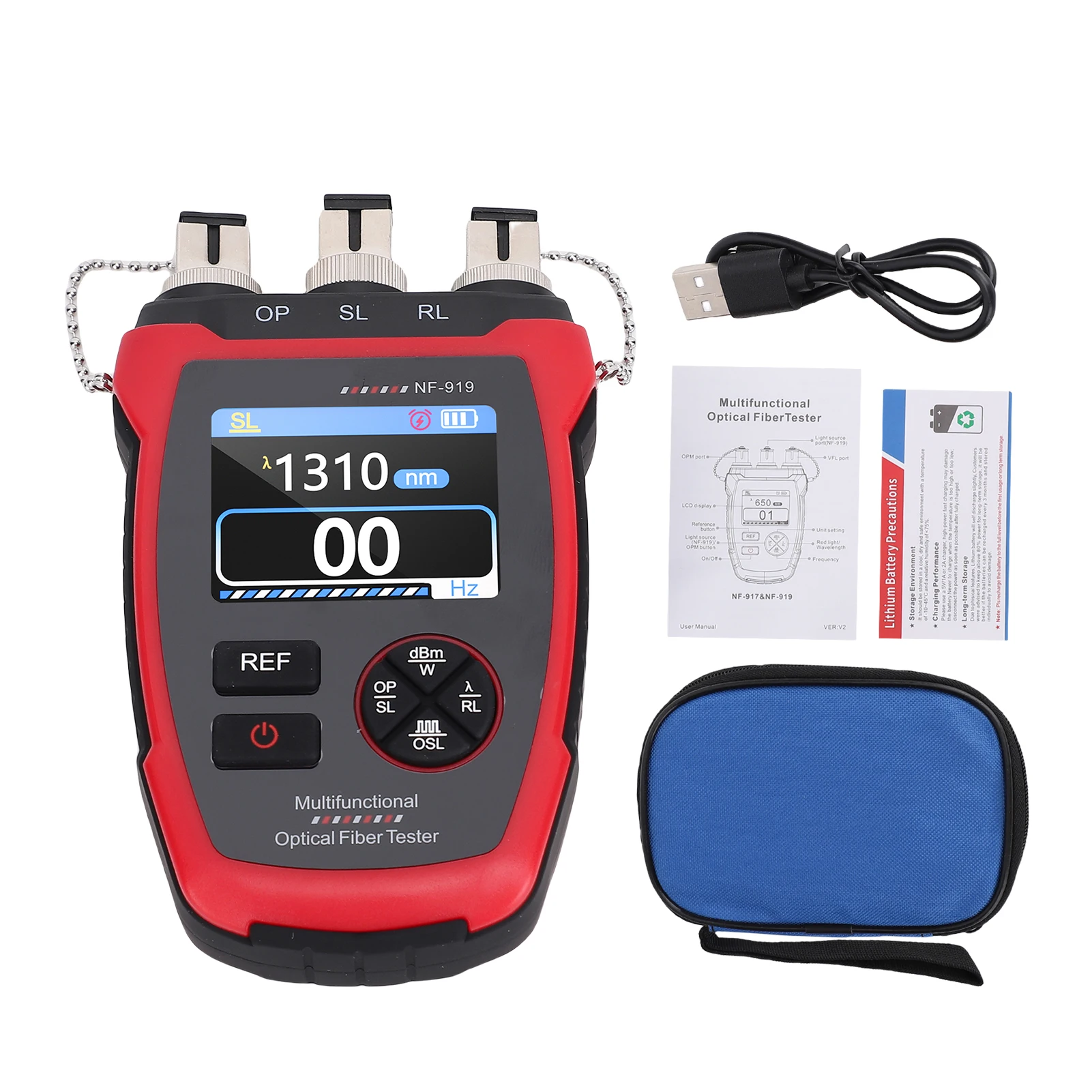 

Portable 3-in-1 Fiber Optic Tester with Optical Power Meter 10KM Visual Fault Locator and Light Source Rechargeable FC/SC/ST/LC