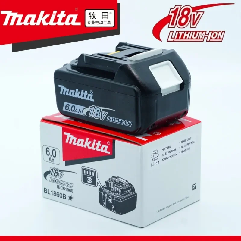 100 % originaler Makita-Akku, 18 V 6,0 Ah wiederaufladbarer Akku, ersetzt Makita BL1830BL1840BL1850BL1860B, Akku für Elektrowerkzeuge
