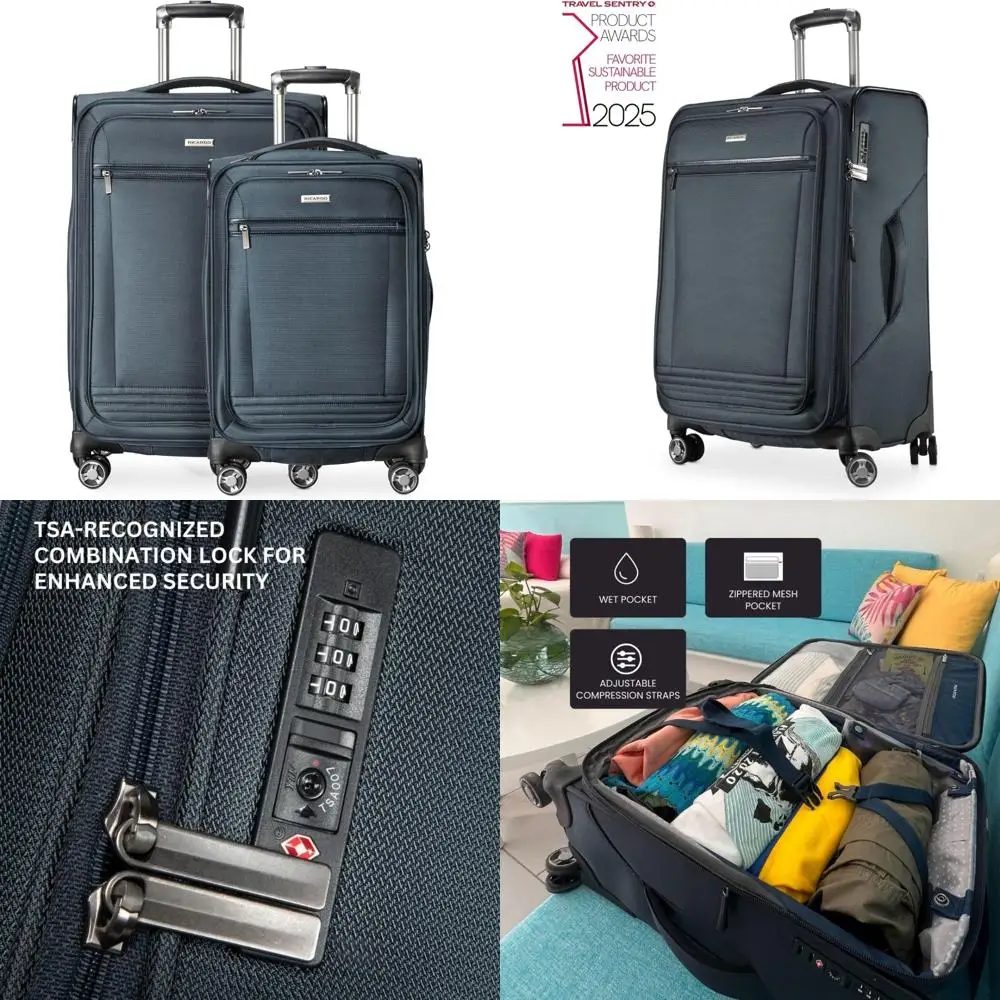 

Экологичный легкий набор чемоданов из переработанного ПЭТ, двухкомпонентный чемодан с мягкой стороной, устойчивые дорожные сумки