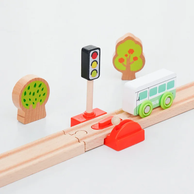 Wooden Bridge Tunnel Urban Rail Overpass Traffic Toy Scene Combined Train Rail Track Wooden Accessories Beech Turntable