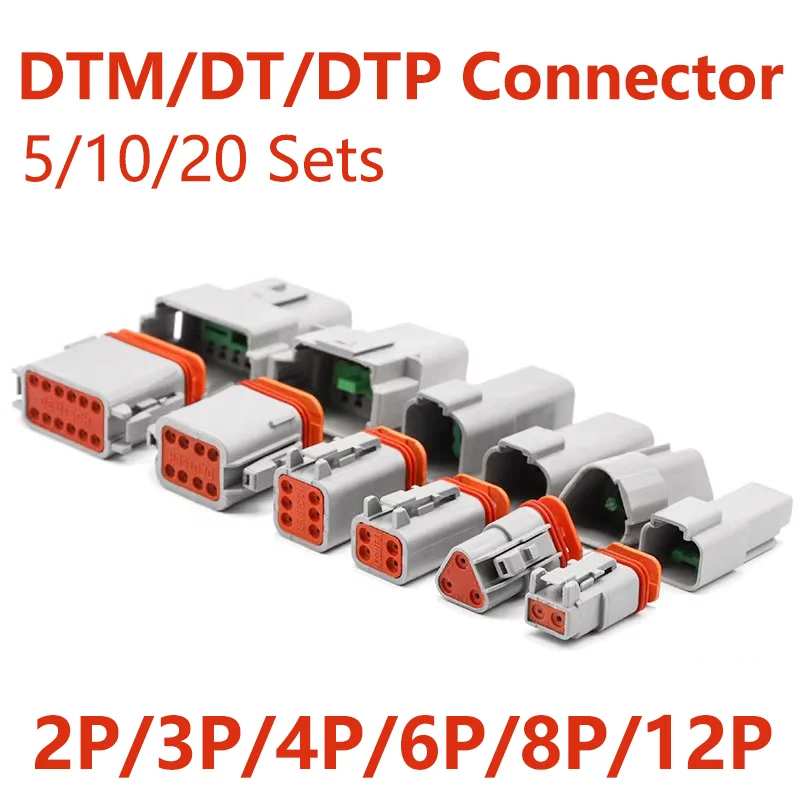 

5/10/20 Sets DT DTM/DTP/DT15/DT13 Deutsch Waterproof Wire Automotive Connector Kit DT06-2S DT04-2P Sealed Plug and Socket