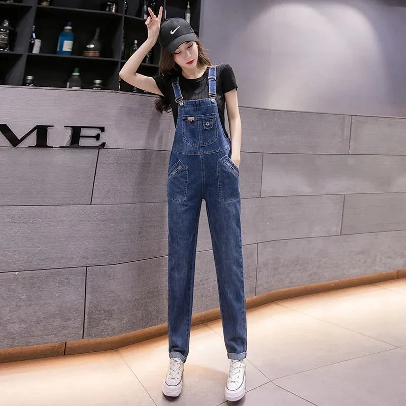 

2023 Denim Jumpsuit Women Clothing Jeans Suspender Summer Vintage Casual Trousers Pockets Ladies Rompers Overalls Ropa De Mujer