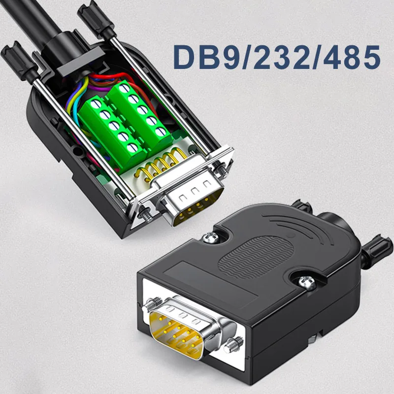 DB9 RS232 Connector D-SUB 9Pin Screw and Nut Male Female Plug RS485 Breakout Terminals 21-24 AWG Wire Solderless Connectors