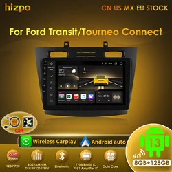 Hizpo Android 13 Car Multimedia radio GPS Stereo for FORD Transit /Tourneo Connect 2005-2014 GPS 4G 8Core Autoradio Carplay 2din