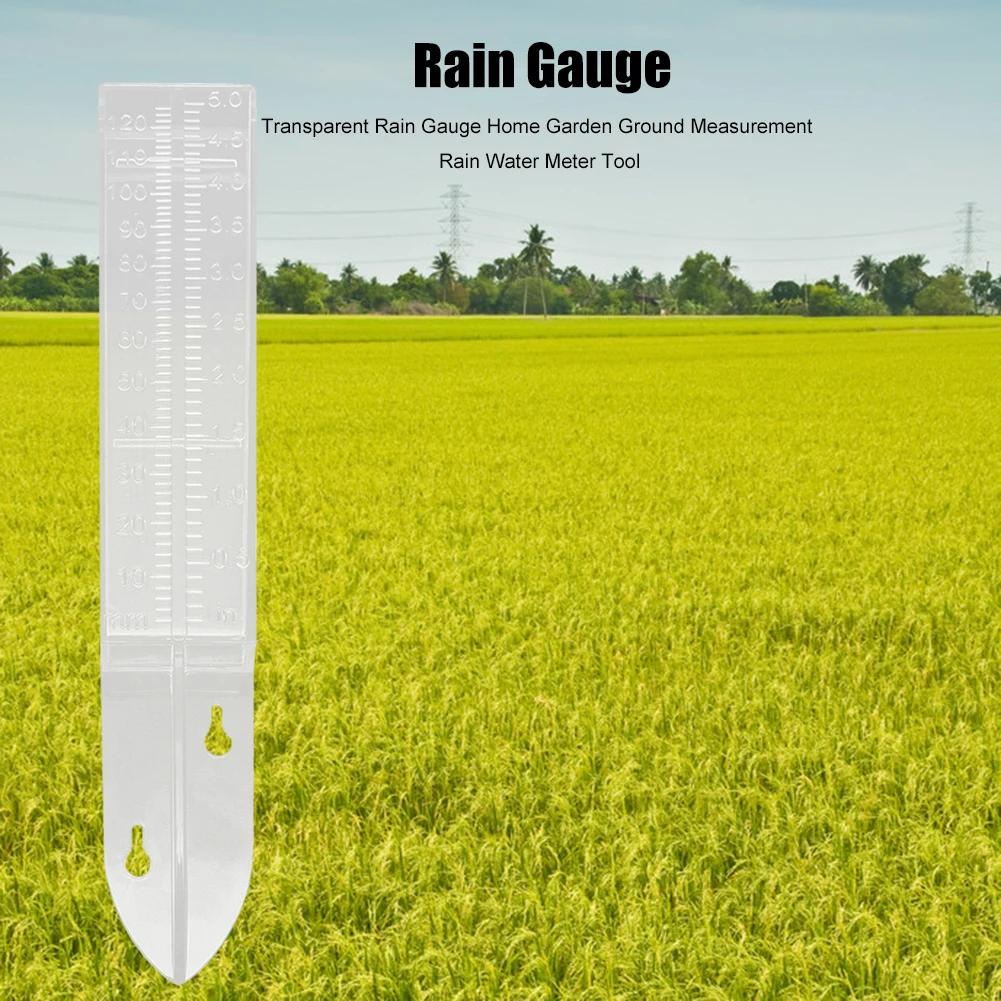 5 in Capacity Rain Gauge Easy-to-Read Plastic Rain Gauge Wall Mount Or in Ground Home Clear Rain Gauge