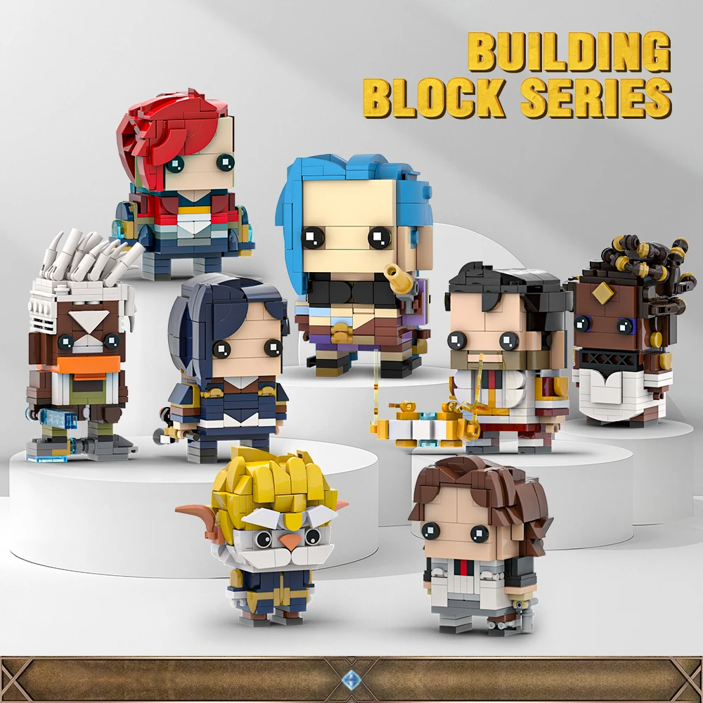 MOC Jinx BrickheadZ Model Building Blocks Game Hero Doll Policewoman Caitlyn Killer Vi Mage Victor Action Figure Bricks Toy Gift