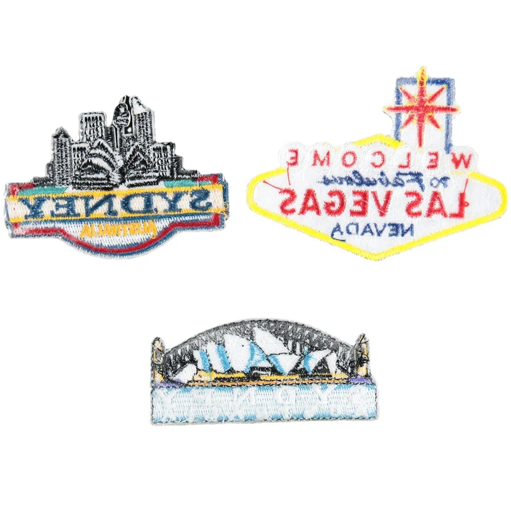 Las Vegas Nevada Sydney Opera House Patch for Jackets  Iron-on Embroidered Patch Applique Sewing Fabric Embellishments Finishes