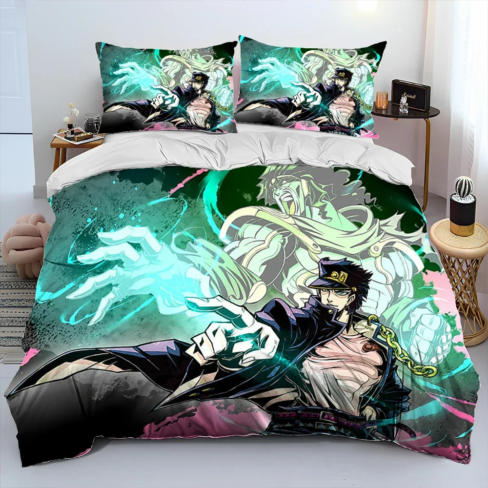 Anime jojo's Bizarre Adventure Comforter Bedding Set,Duvet Cover Bed Set Quilt Cover Pillowcase,king Queen Size Bedding Set kids