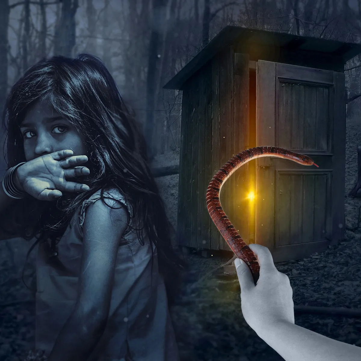 

8Pcs Wooden Lifelike Flexible Jointed Snakes Halloween Decoration Prank Props Horror Scary Fun for Kids Family Play