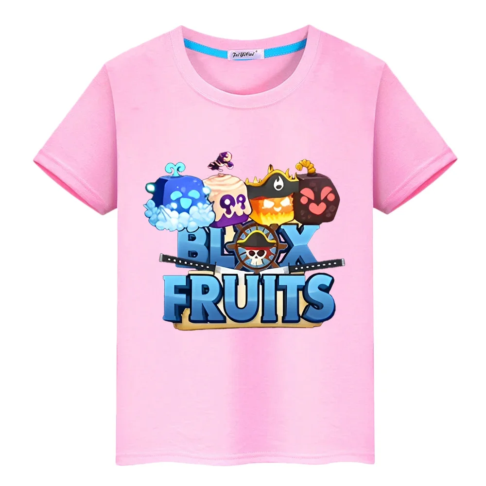 

New Game Blox Fruits 100%Cotton t shirt for kids boy 10years anime Tees Short Tops pride tshirt y2k one piece kids clothes girls