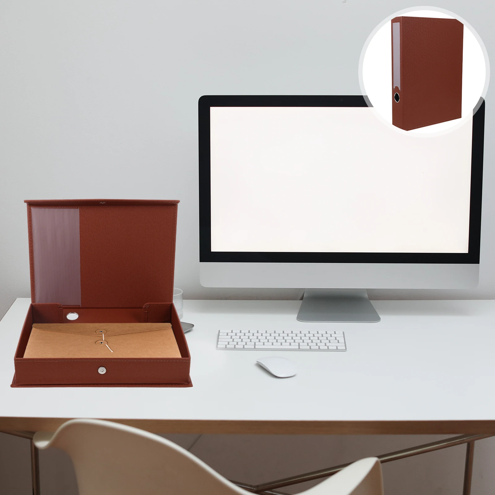 

A4 File ganizer Folder Document Storage Box Office Desktop Case for Records Contracts Stationery Brown Foldable