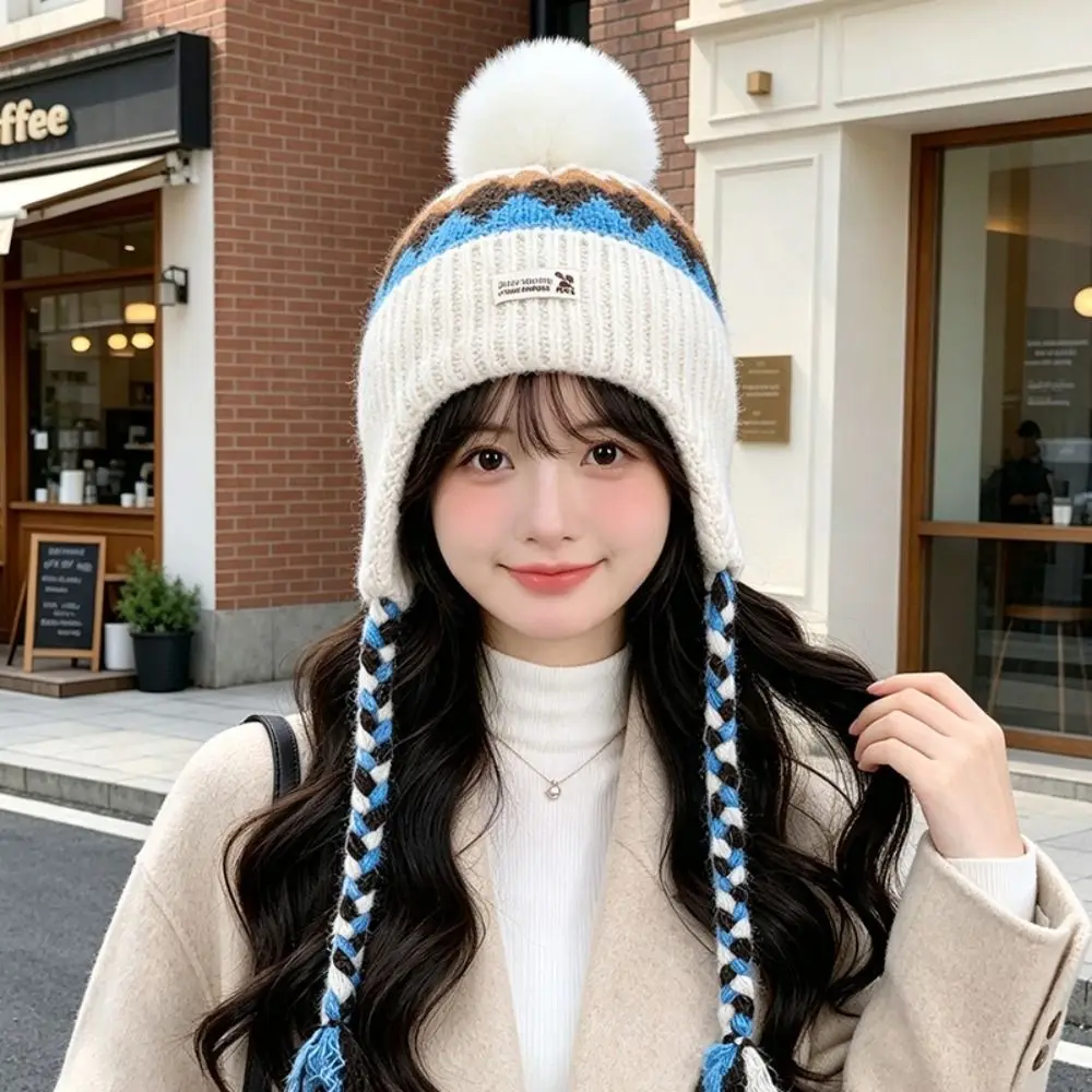 Stretchy Knitted Ear Protection Hat Warm Thickened Foldable Design Knitted Beanie Hat Coldproof Material Wool Blended Fabric