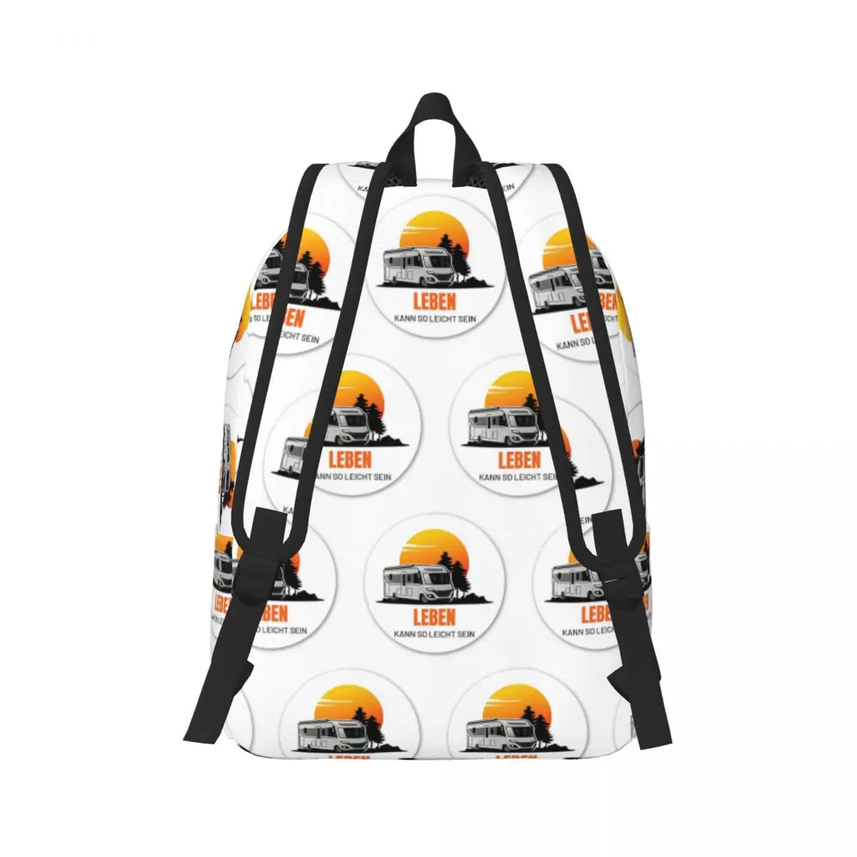 LIFE CAN BE SO EASY. Camping Caravan Backpack Daypack Large Capacity Kids BookBag School Bag Shoulder Bags for Men Women