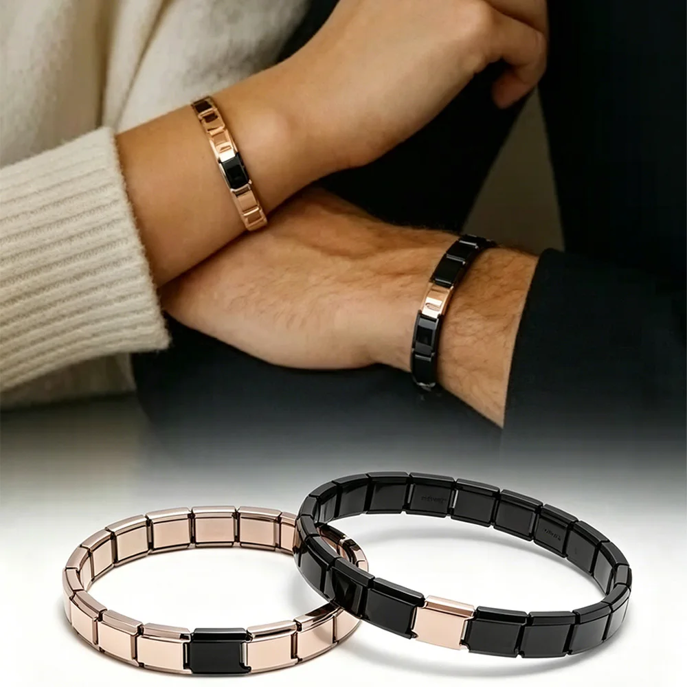 Black and RoseGold Color Italian Stainless Steel Modules Bracelets DIY Making Removable Module Chain for Lover Couple's Gifts