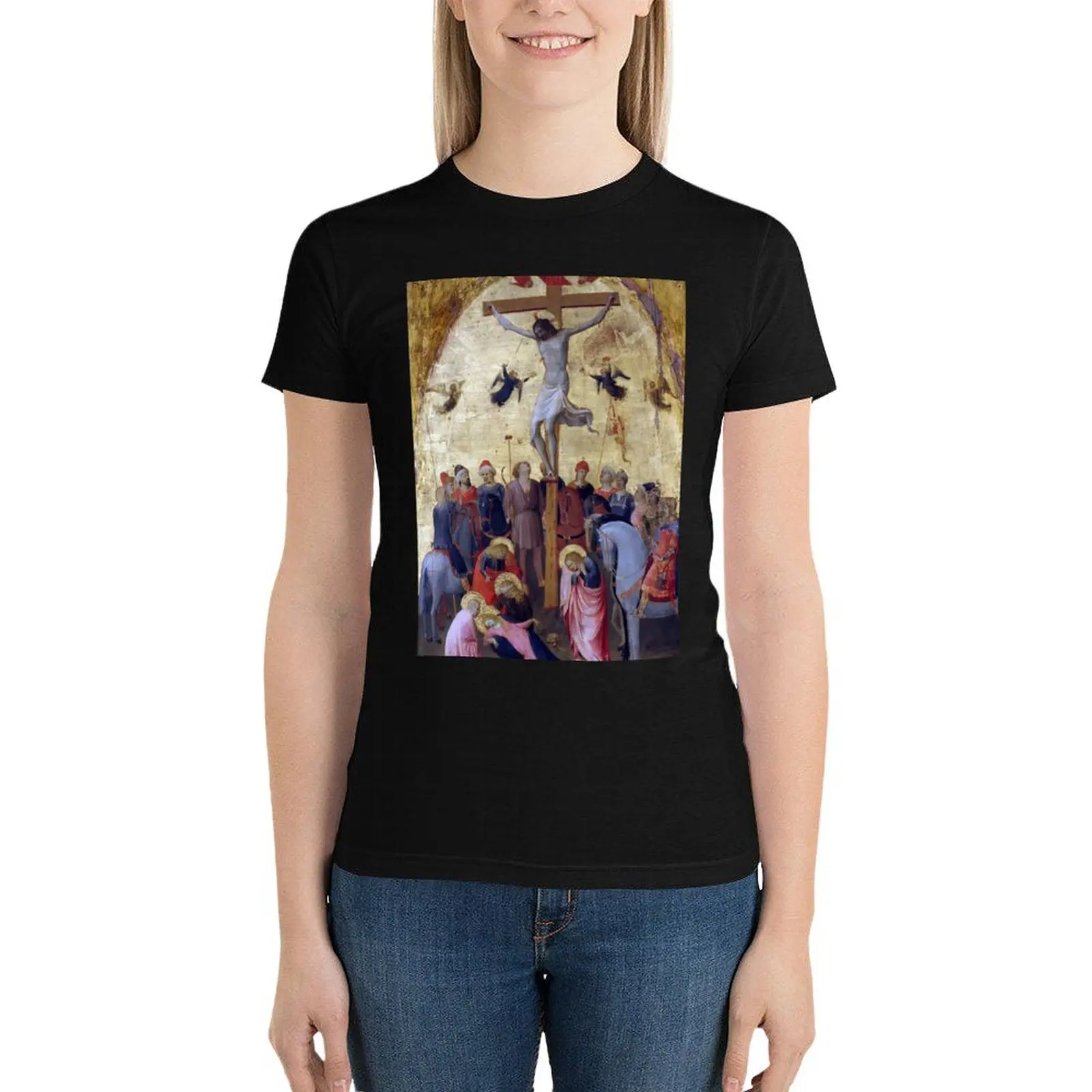 

Fra Angelico The Crucifixion T-Shirt female summer top Aesthetic clothing T-shirts for Women