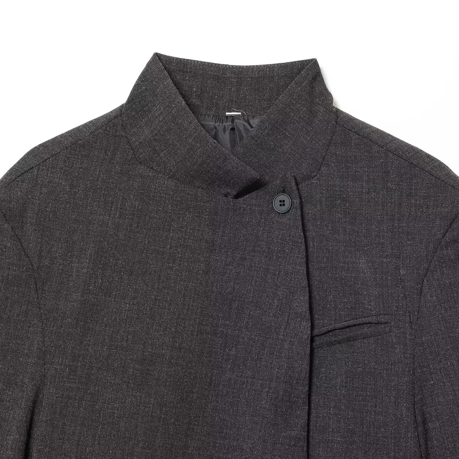 DiYiG WOMAN 2025 موضة شتاء جديدة غير متماثلة بدلة ريترو كم طويل الوقوف طوق معطف ملابس خارجية Mujer