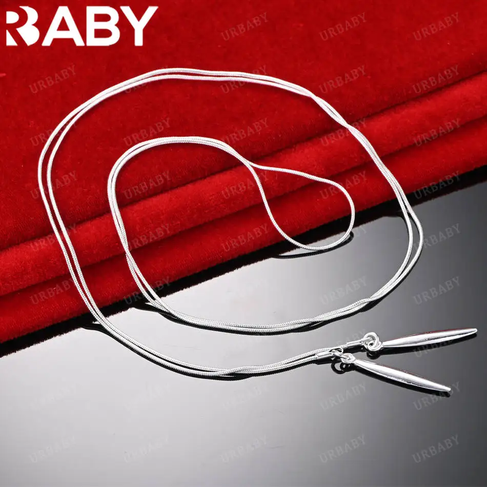 

URBABY 55cm 925 Sterling Silver Chain Necklace For Women Men Creativity Gifts Street All-match Party And Daily Wear