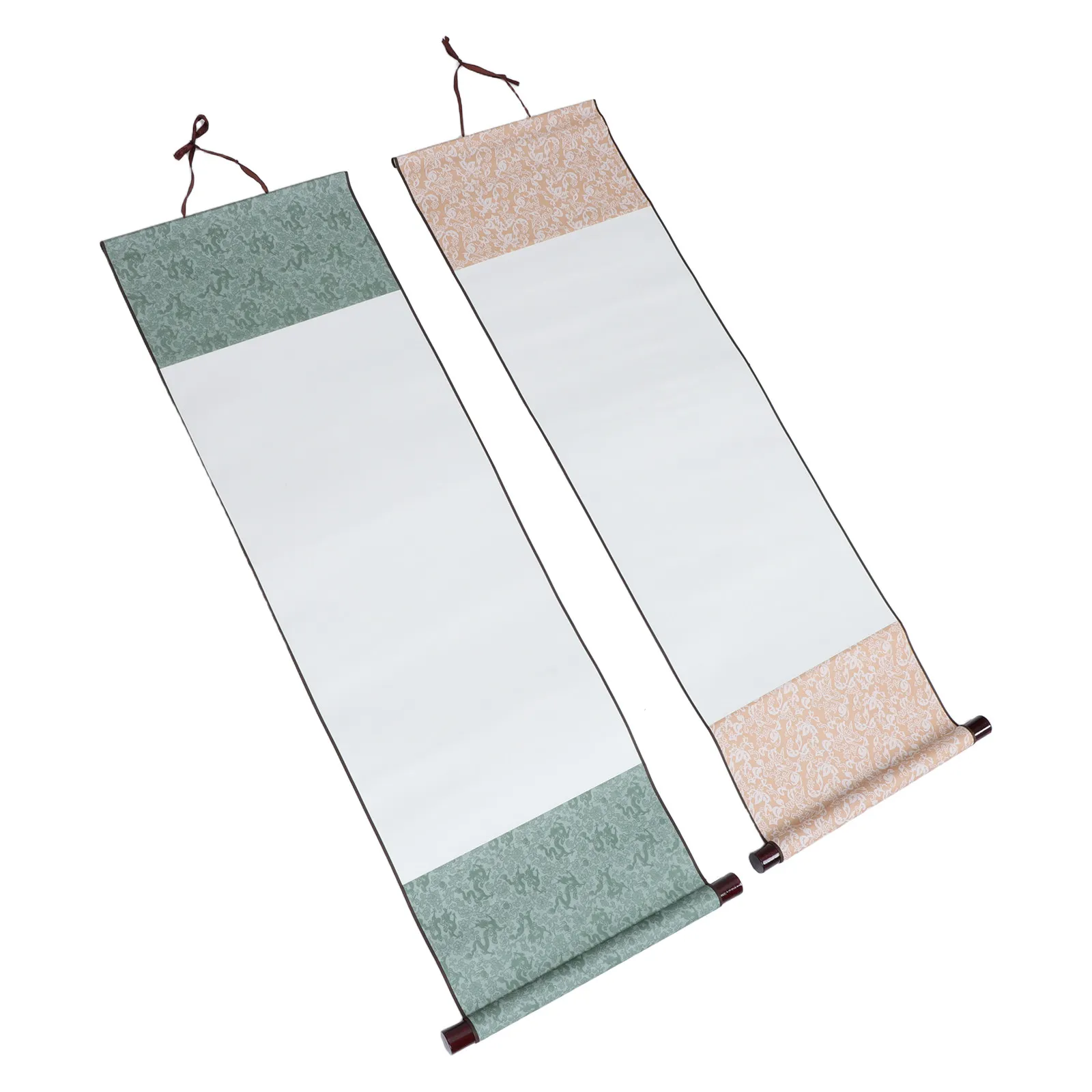 2Pcs Blank Chinese Calligraphy Scrolls 35.4x11.4 Inch Xuan Paper Wall Scrolls for Painting Writing Rice Paper Art Calligraphy