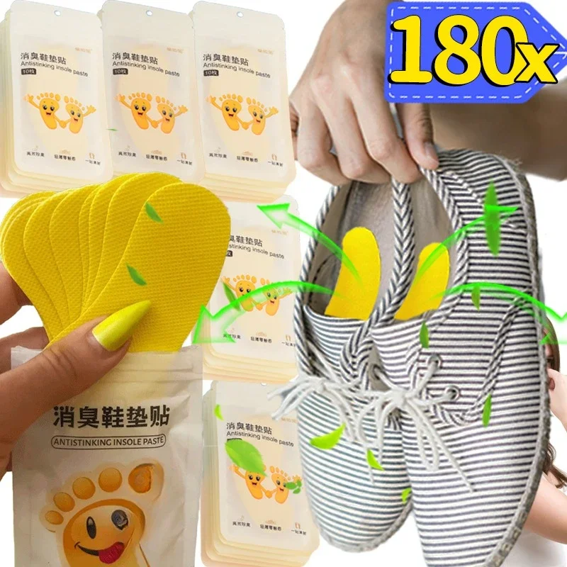 

12/180Pcs Shoes Deodorant Sticker Deodorant Foot Odor Sneaker Smell Fresh Fruity Aroma Insole Sterilization Sticker Wholesale