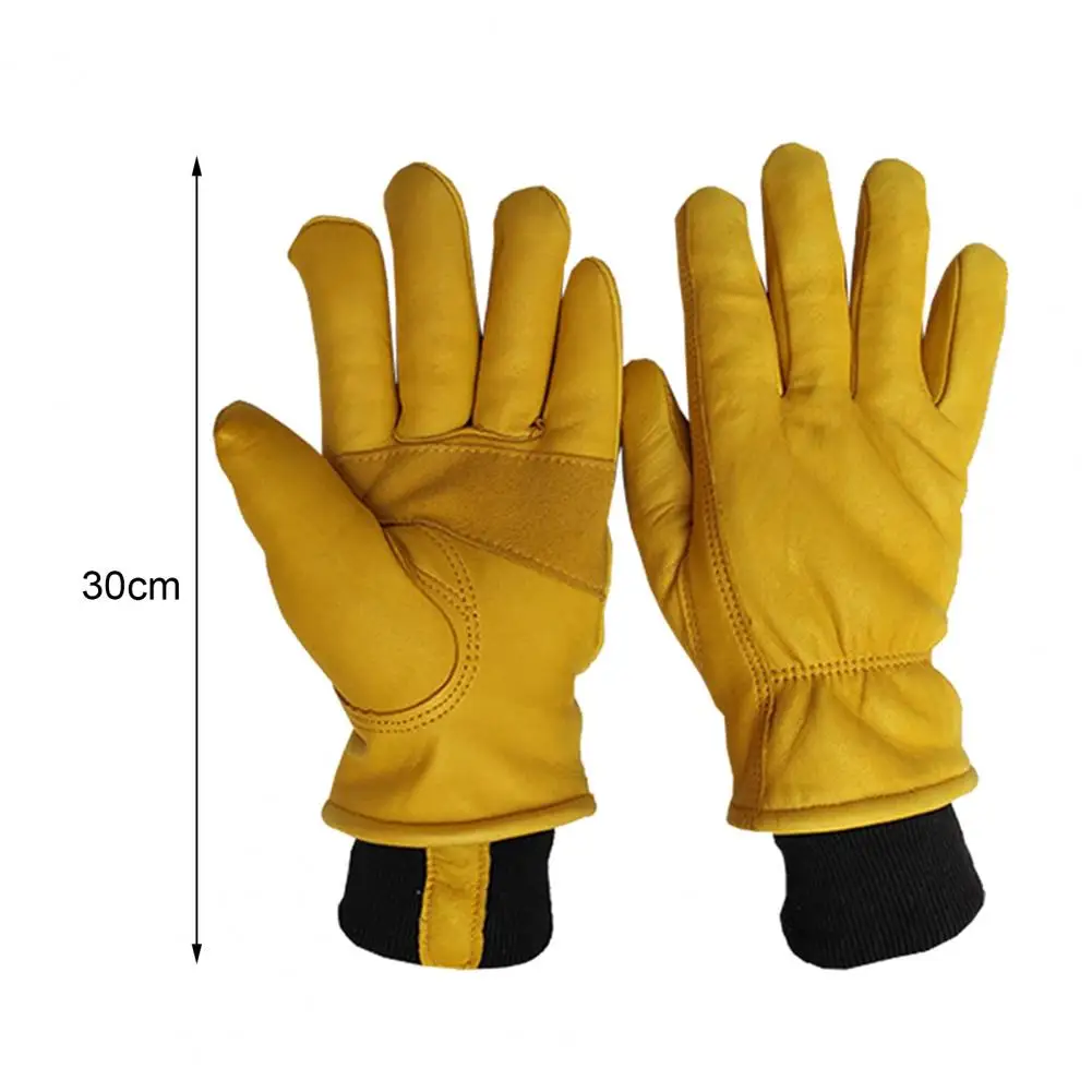 Welder Gloves Winter Waterproof Faux Leather Work Gloves Thermal Insulated Men’s Gloves with Fleece Lining Elastic Cuffs Warm