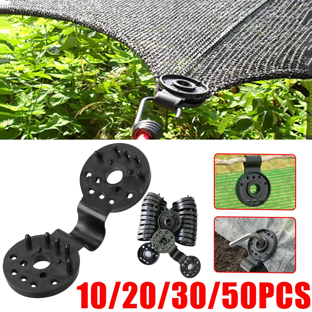 50~10pcs Sunshade Net Clip Garden Tools Greenhouse Shade Cloth Fix Clamp Plastic Grommet Fence Netting Installation Hook