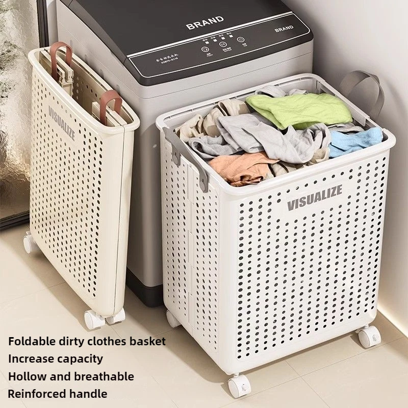 Cesta plegable para ropa sucia de gran capacidad para el hogar, organizador, cesta para ropa sucia, cesta de almacenamiento para el baño con rueda